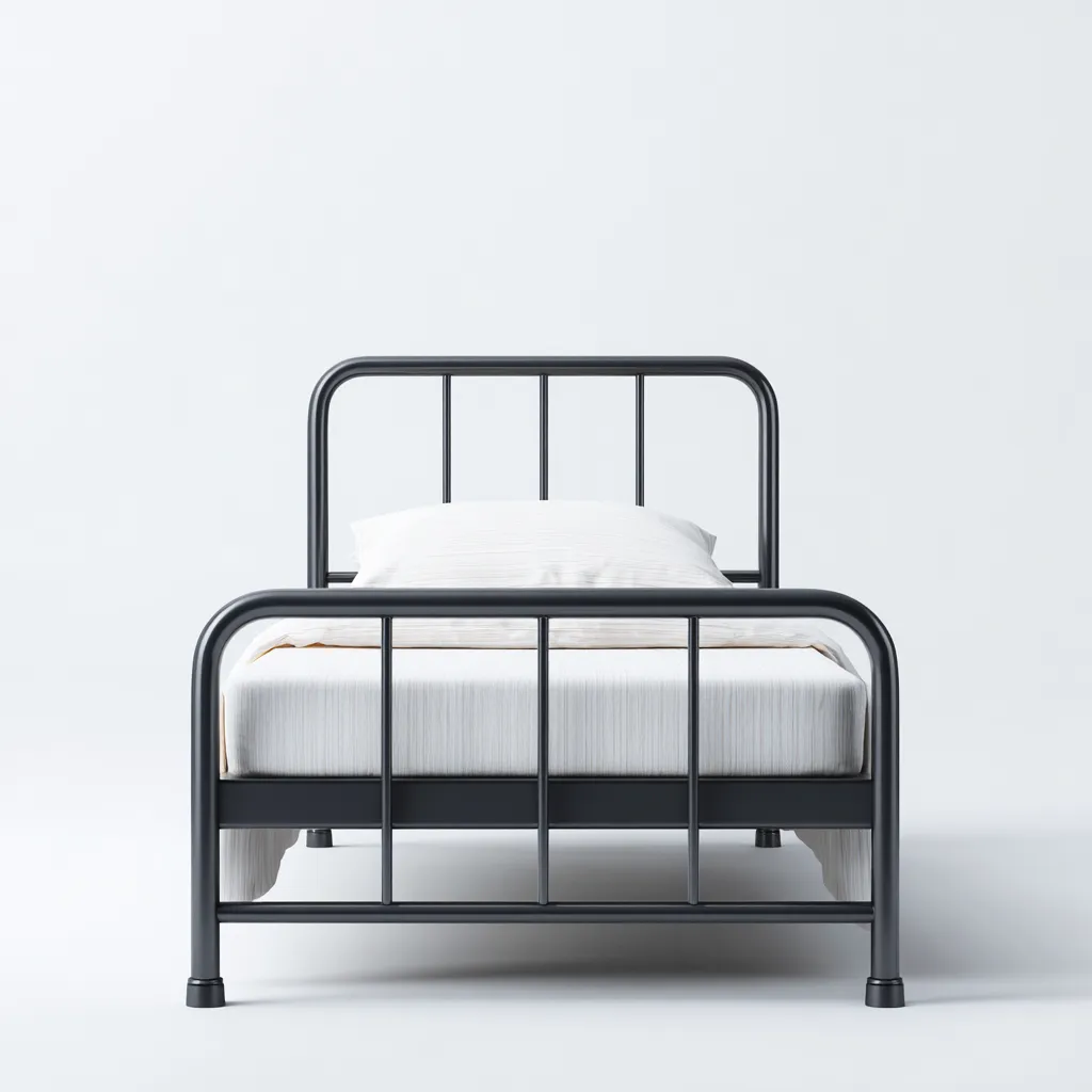 Letto singolo in metallo 200x100x95 cm - nero - stile moderno industriale-Hutete