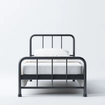 Letto singolo in metallo 200x100x95 cm - nero - stile moderno industriale-Hutete