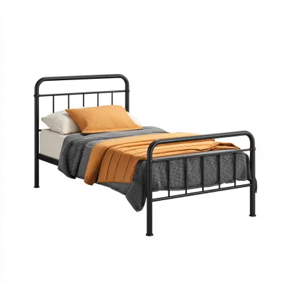 Letto singolo in metallo 200x100x95 cm - nero - design classico moderno-Hutete
