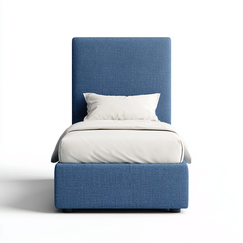 Letto singolo imbottito in tessuto 200x100x110 cm - blu - stile moderno con testiera alta-Hutete