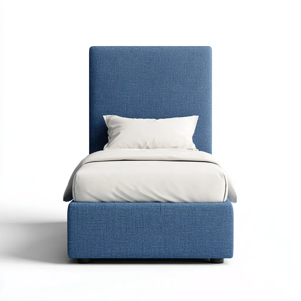 Letto singolo imbottito in tessuto 200x100x110 cm - blu - stile moderno con testiera alta-Hutete