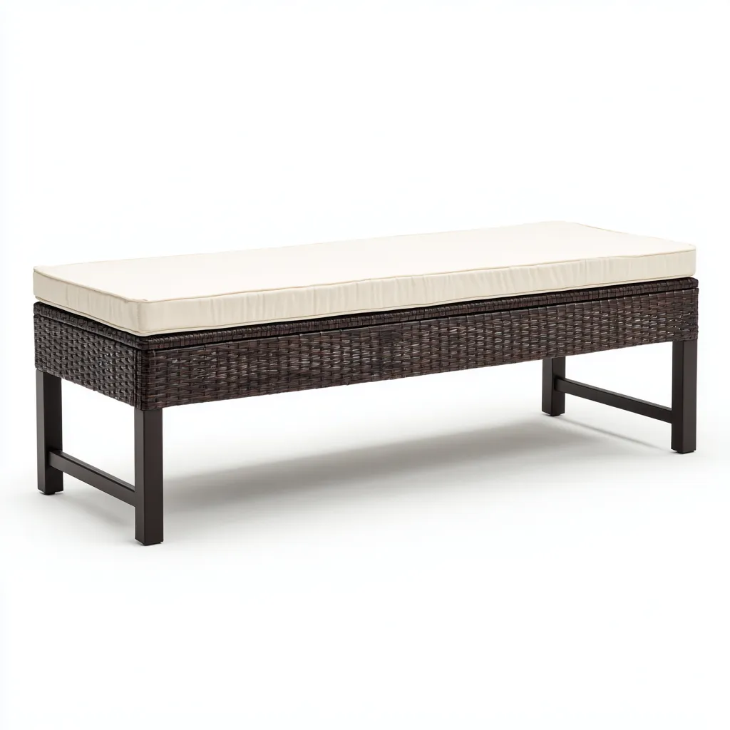 Panca da giardino in rattan sintetico e metallo 140x50x45 cm - marrone-beige - stile moderno-Hutete