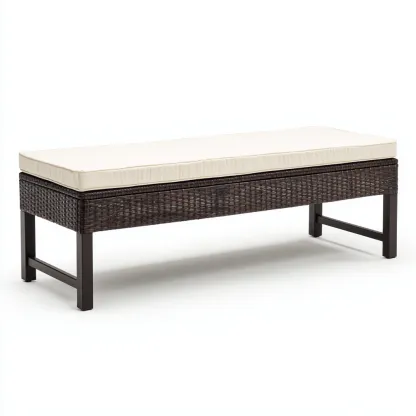 Panca da giardino in rattan sintetico e metallo 140x50x45 cm - marrone-beige - stile moderno-Hutete