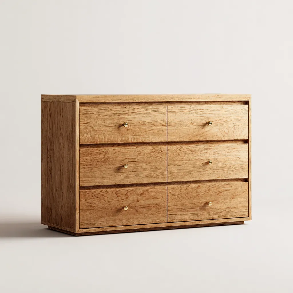 Cassettiera in legno massello 120x45x85 cm - legno naturale - stile moderno minimalista-Hutete