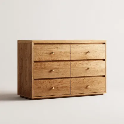 Cassettiera in legno massello 120x45x85 cm - legno naturale - stile moderno minimalista-Hutete