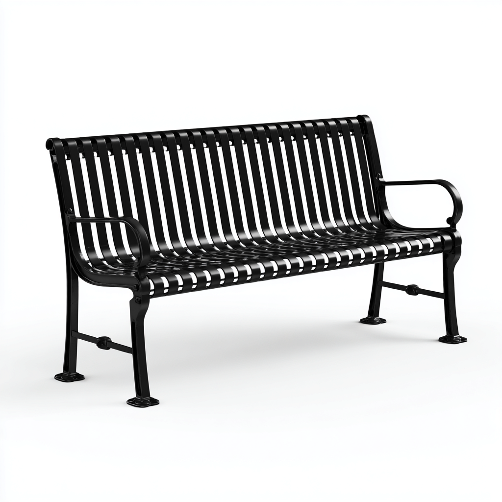 Panca da giardino in metallo 160x60x85 cm - nero - design urbano-Hutete