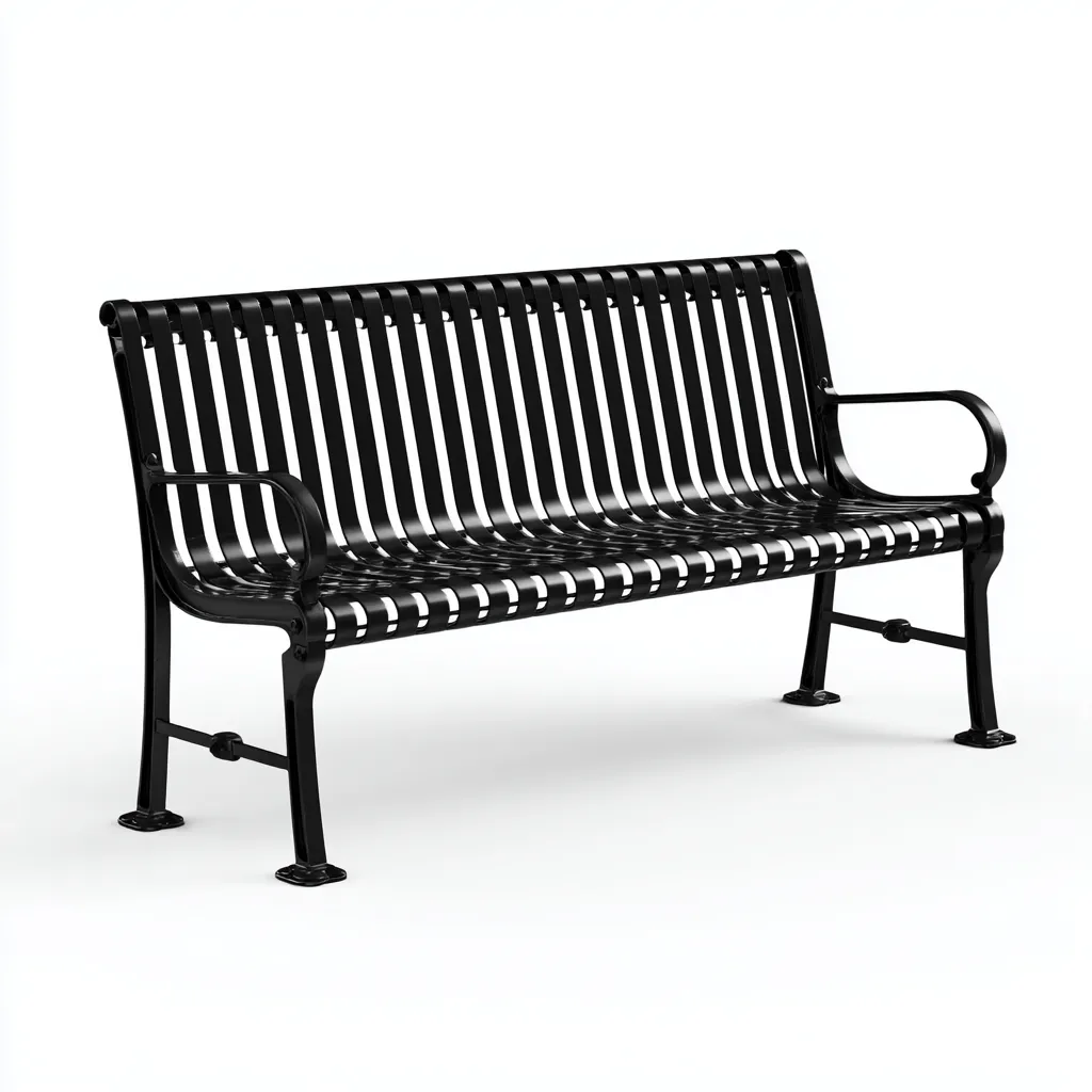 Panca da giardino in metallo 160x60x85 cm - nero - design urbano-Hutete