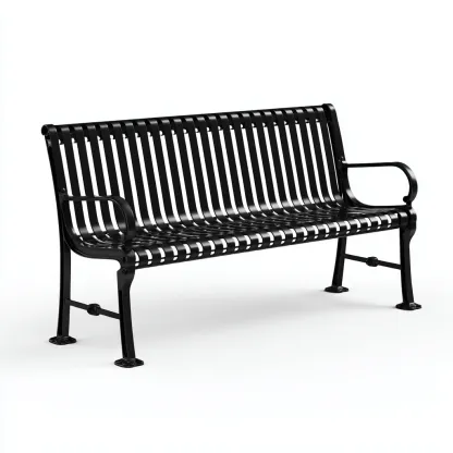 Panca da giardino in metallo 160x60x85 cm - nero - design urbano-Hutete