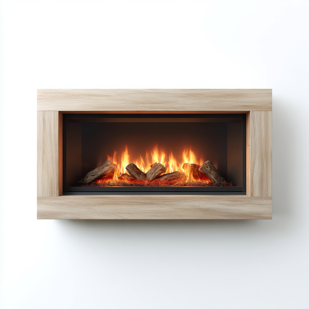 Camino elettrico in legno 115x40x75 cm - marrone chiaro - design moderno-Hutete