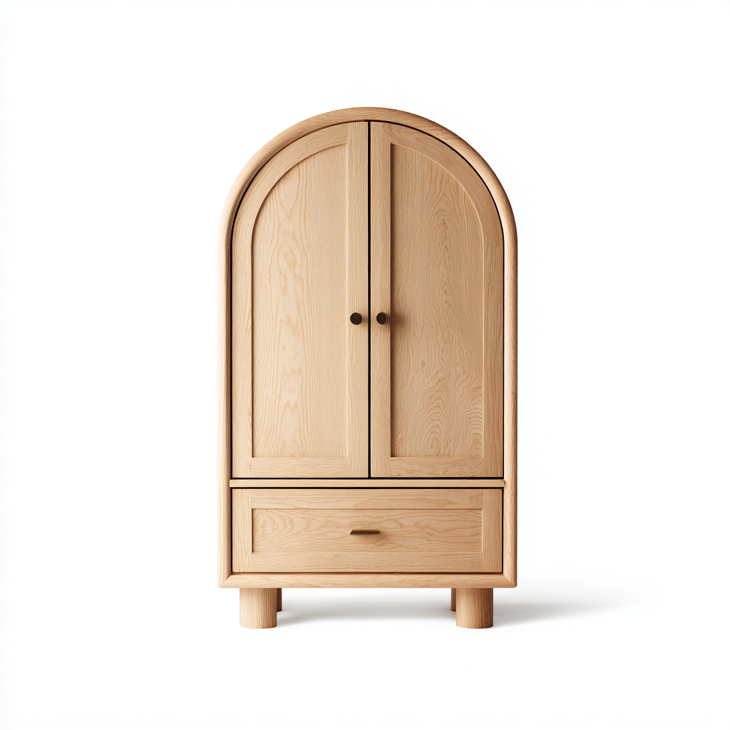 Armadio in legno massello a due ante con un cassetto - 100x50x175 cm - colore rovere chiaro - stile moderno minimalista-Hutete