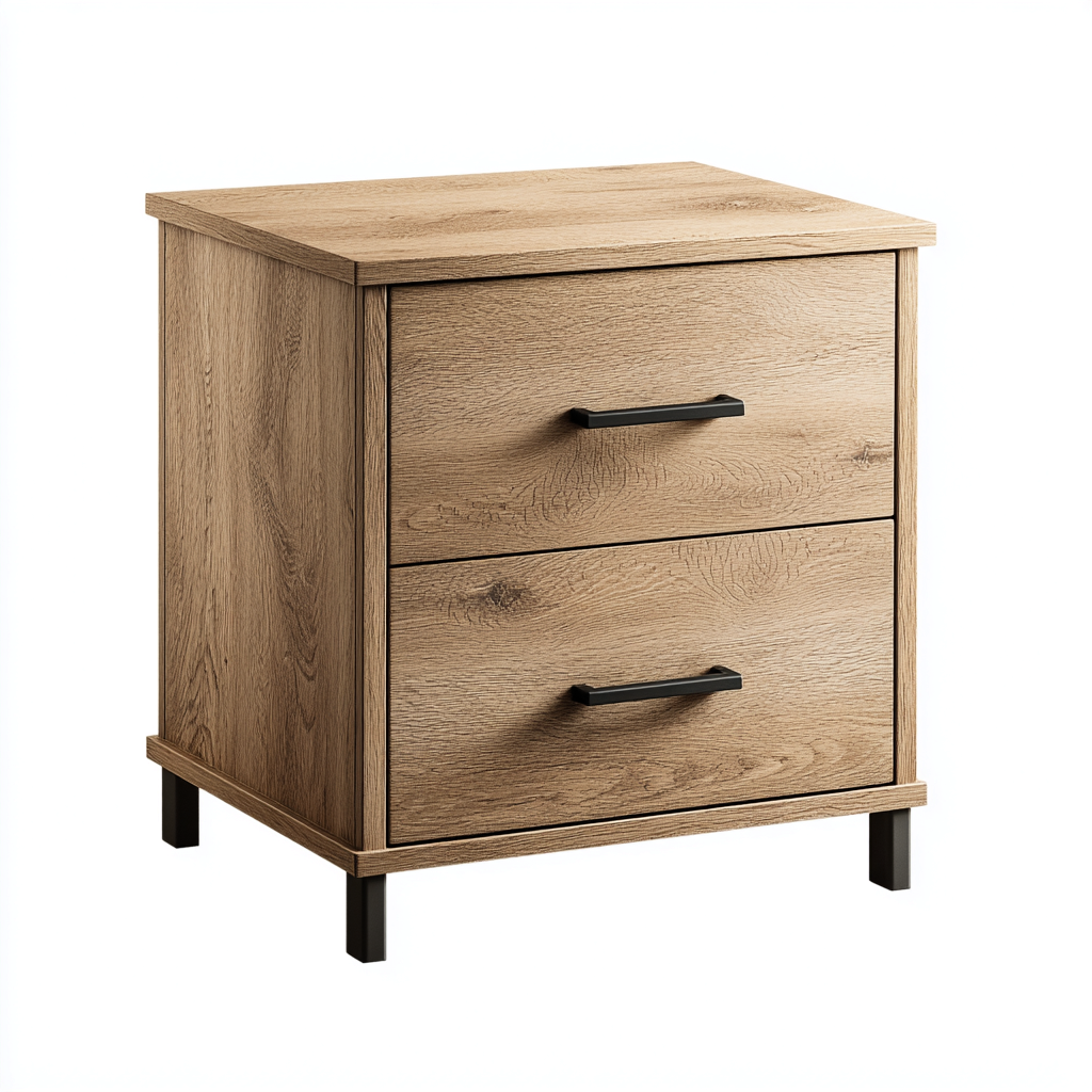 Cassettiera in legno di rovere 50x40x60 cm - colore naturale e nero - stile moderno minimalista-Hutete