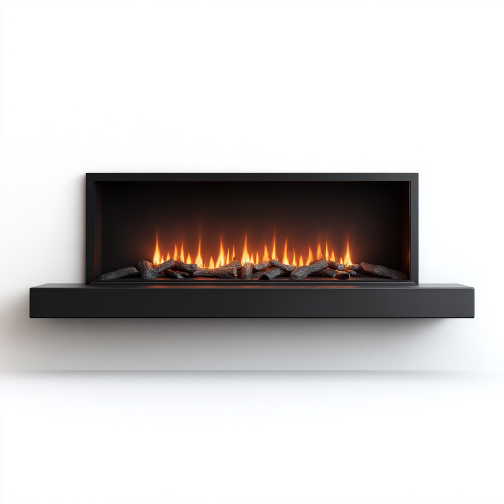 Camino elettrico in metallo 120x25x45 cm - nero - design moderno-Hutete