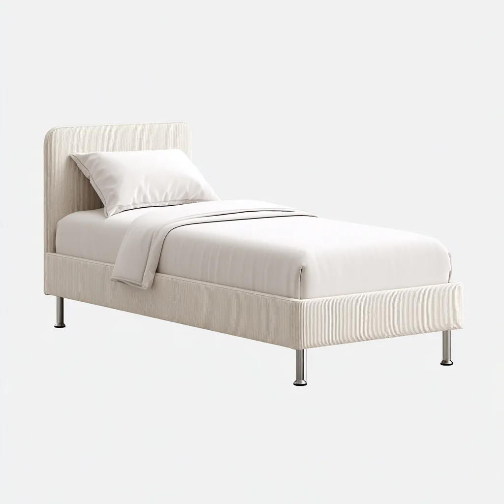 Letto singolo imbottito in tessuto 200x95x85 cm - bianco - stile minimalista-Hutete