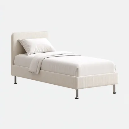 Letto singolo imbottito in tessuto 200x95x85 cm - bianco - stile minimalista-Hutete