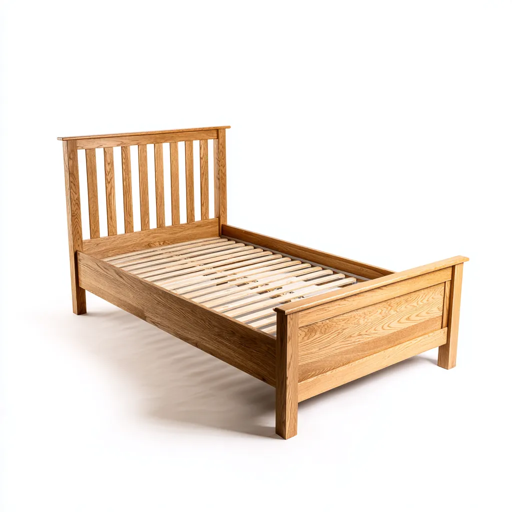 Letto singolo in legno di rovere 200x100x95 cm - colore naturale - stile classico-Hutete