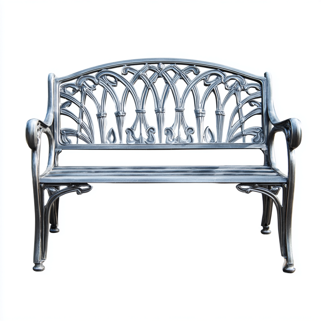 Panca da giardino in alluminio pressofuso 118x60x87 cm - argento - stile classico elegante-Hutete