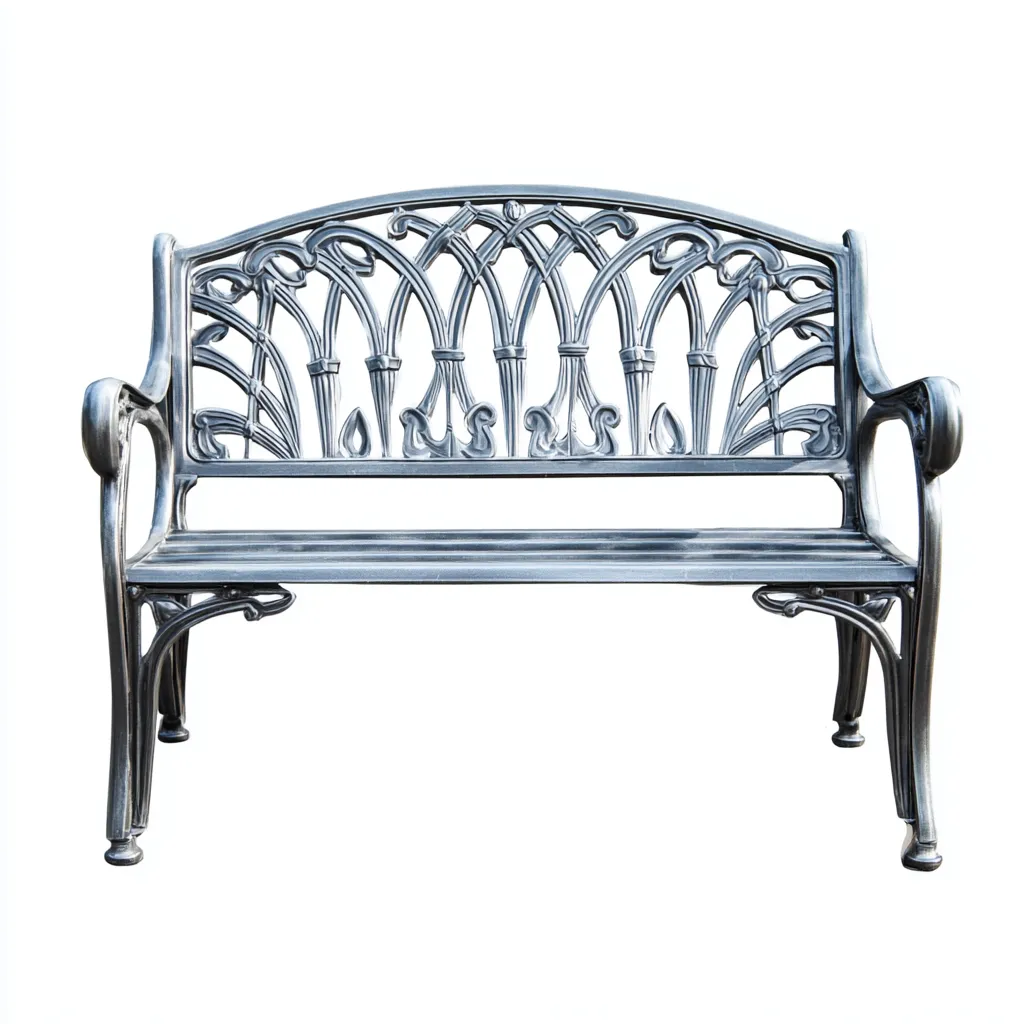 Panca da giardino in alluminio pressofuso 118x60x87 cm - argento - stile classico elegante-Hutete
