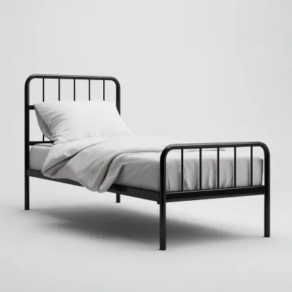 Letto singolo in acciaio 200x100x90 cm - nero - stile minimal moderno-Hutete