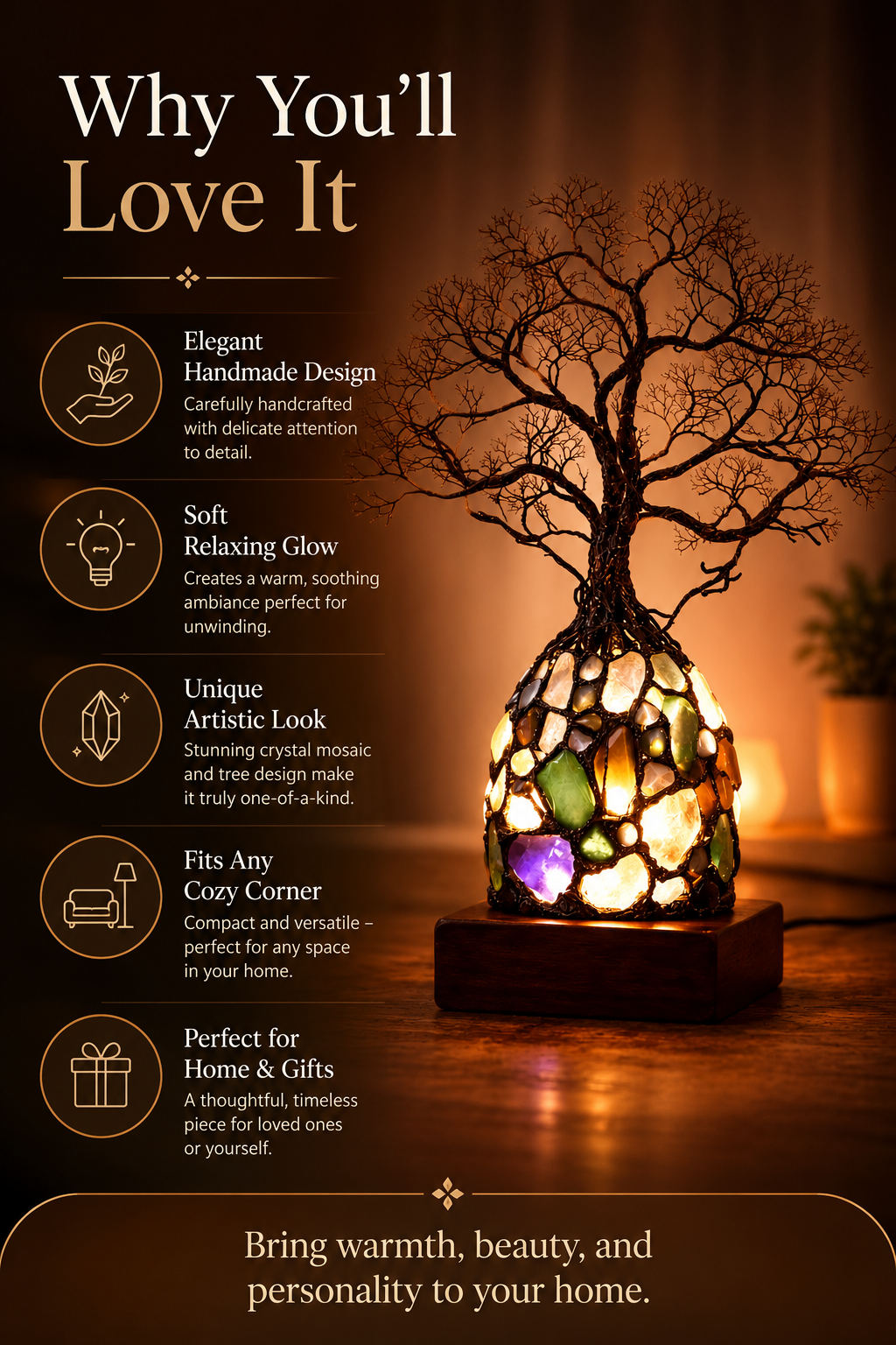 ✨ Bring Positive Energy & Peace Into Your Home With This Stunning Crystal Tree Lamp