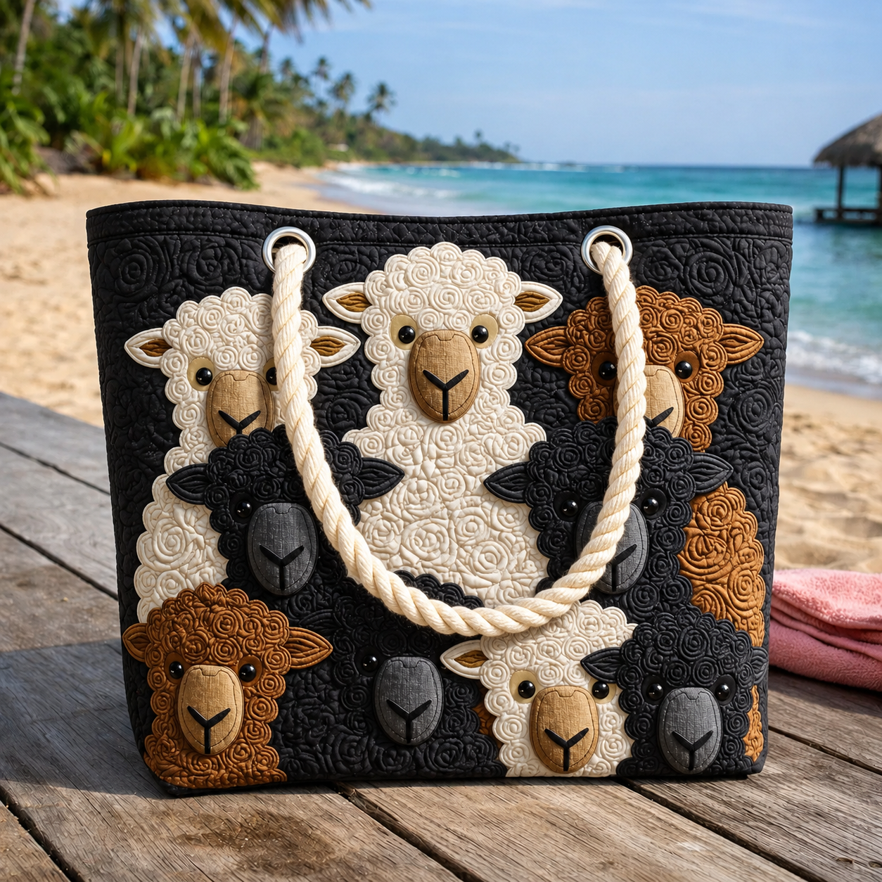 Sweet Sheep Quilted Beach Bag GFTOQA1534