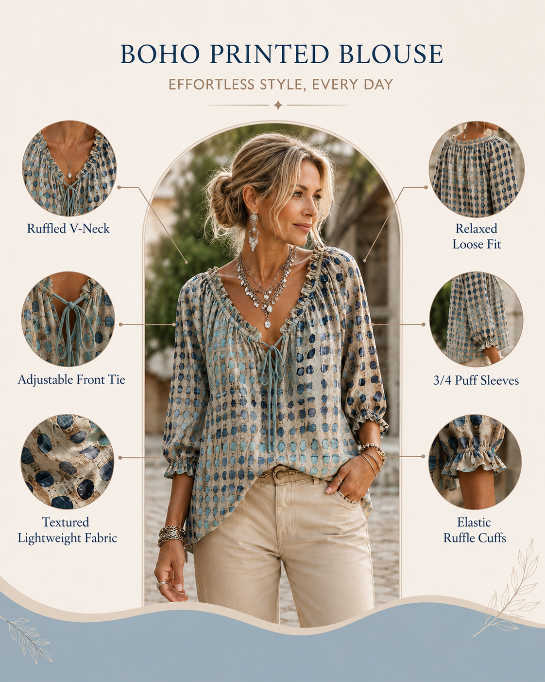 Polka Dot Lace Up Blouse