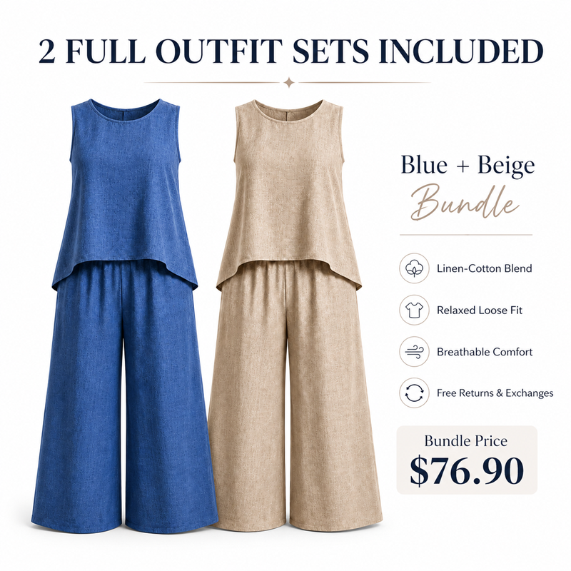 💗Promotion 50% OFF -Women’s Linen-Cotton Crochet Back Two-Piece Set