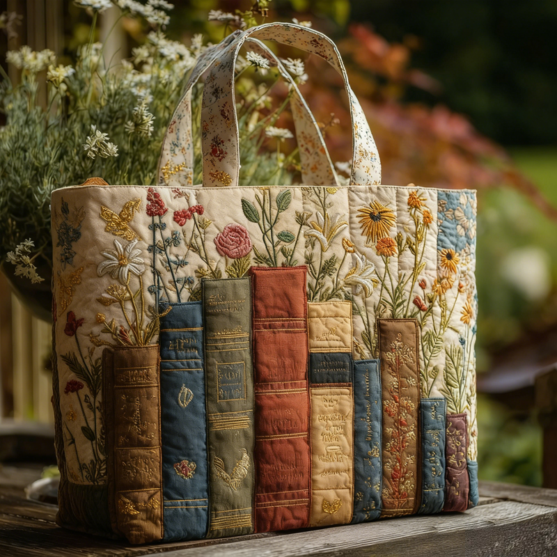 Floral Bookish Quilted Tote Bag GFTONL5490