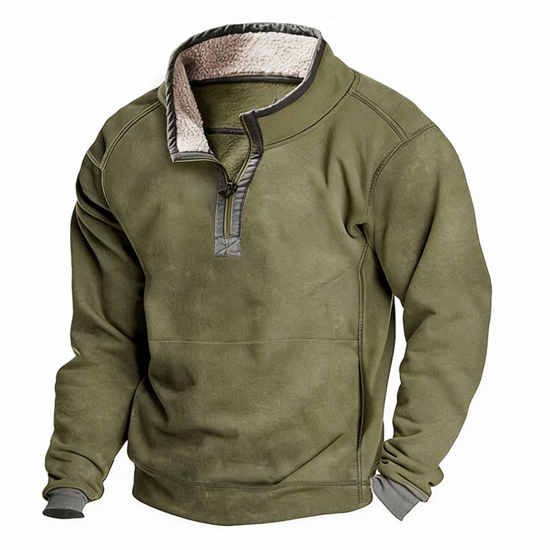 ⏰Promotion 50% OFF -Men’s Premium Sherpa Fleece Half Zip Sweatshirt