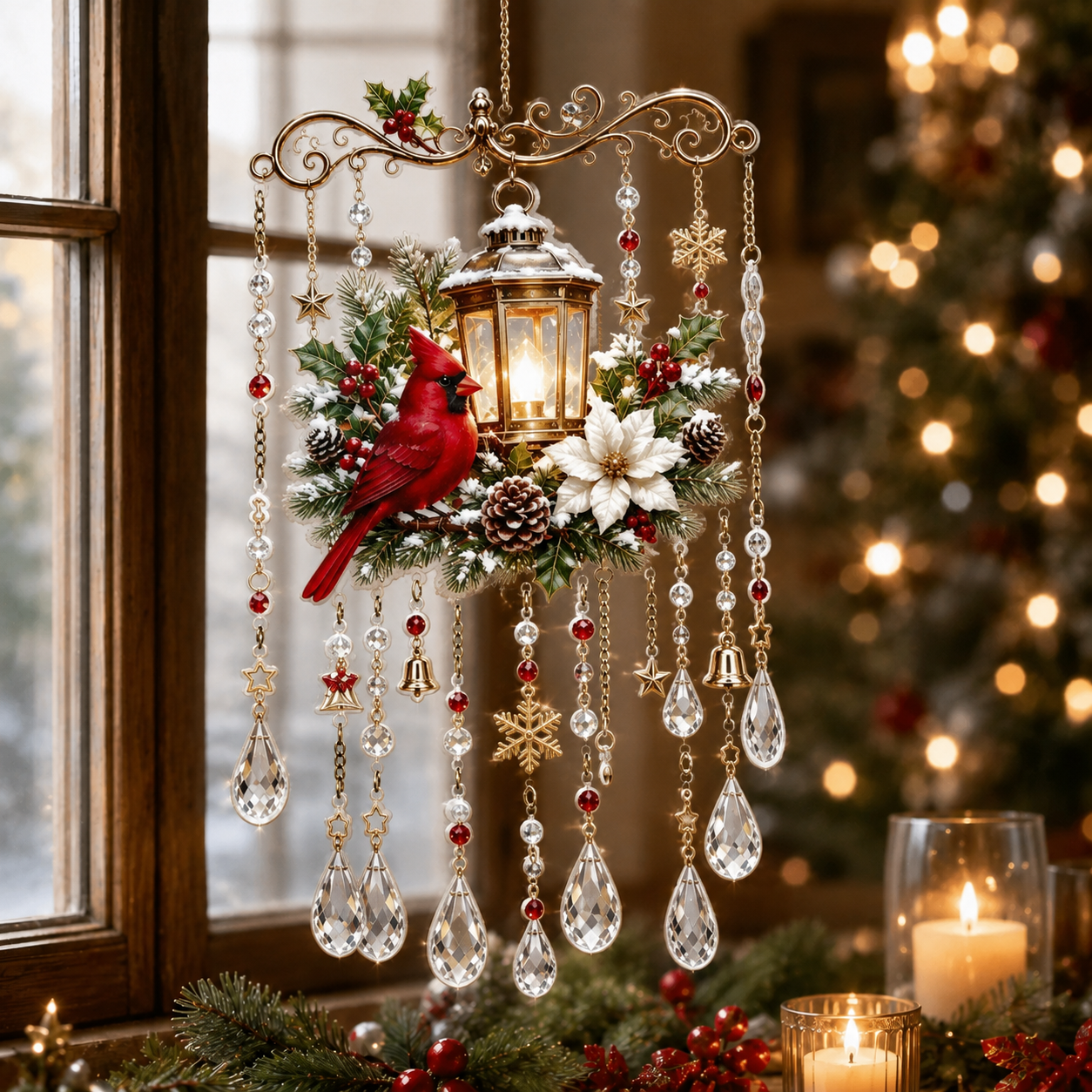 🔥Last Day 50% OFF - Handmade Christmas Stained Glass Window Hanging