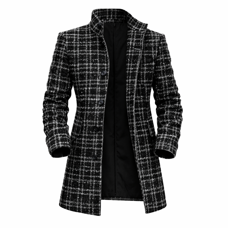 ⏰Promotion 50% OFF -Men’s Slim Fit Plaid Stand Collar Coat
