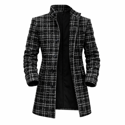 ⏰Promotion 50% OFF -Men’s Slim Fit Plaid Stand Collar Coat