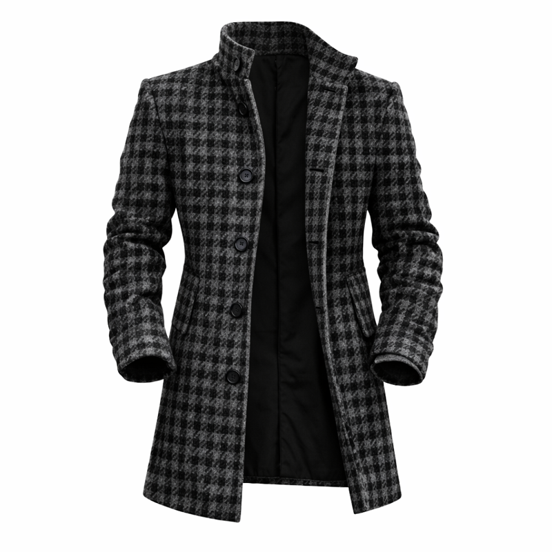 ⏰Promotion 50% OFF -Men’s Slim Fit Plaid Stand Collar Coat