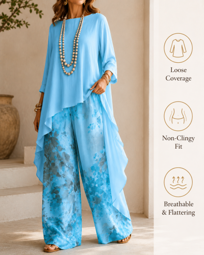 🎉Anniversary Offer 50% OFF— Elegant Artistic Floral Print Two-piece Set