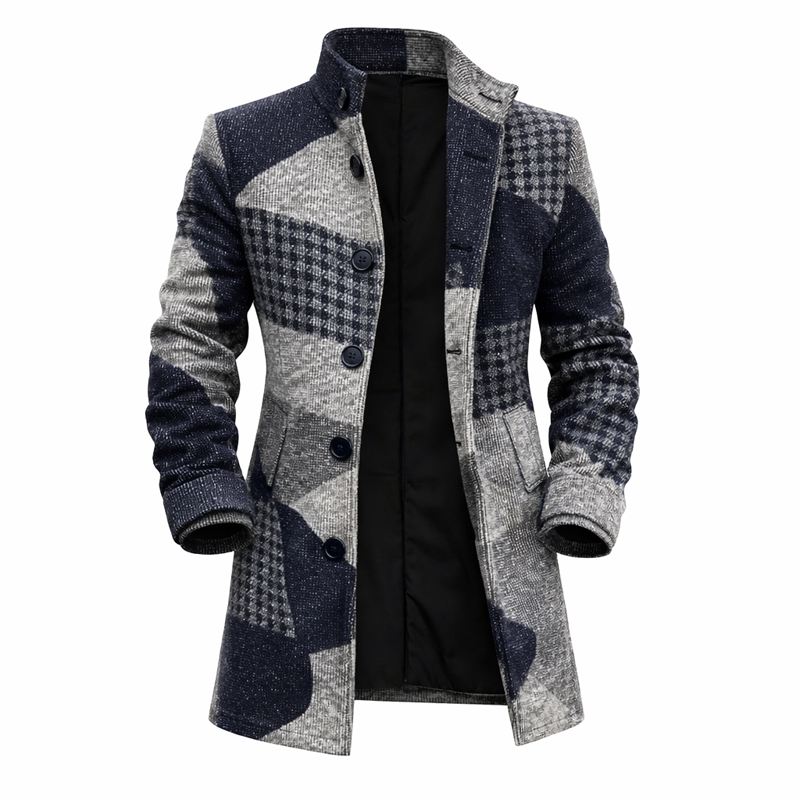⏰Promotion 50% OFF -Men’s Slim Fit Plaid Stand Collar Coat