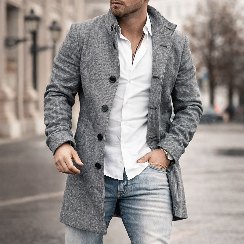 ⏰Promotion 50% OFF -Men’s Slim Fit Plaid Stand Collar Coat