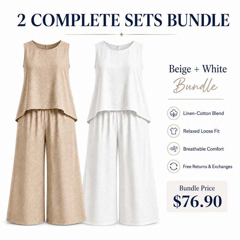 💗Promotion 50% OFF -Women’s Linen-Cotton Crochet Back Two-Piece Set