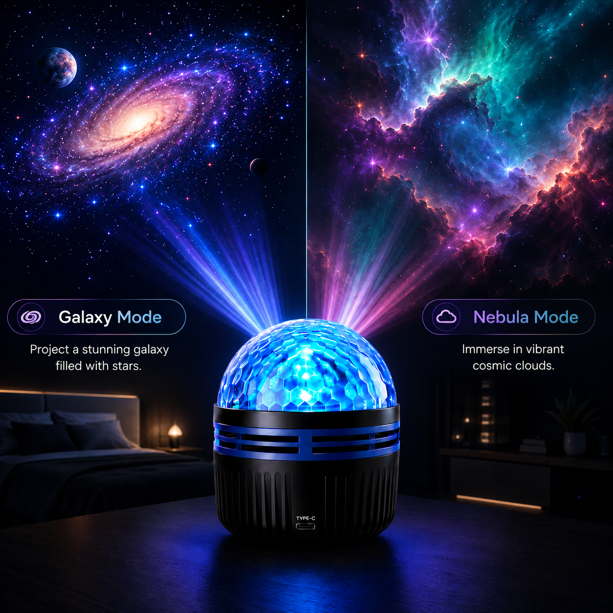 🌌5DMini Galaxy Star Projector✨