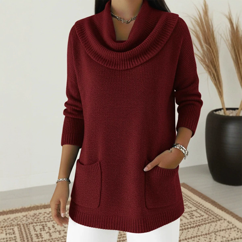 Women's Soft and Elegant Solid Color Ruffled Collar Sweater Top
