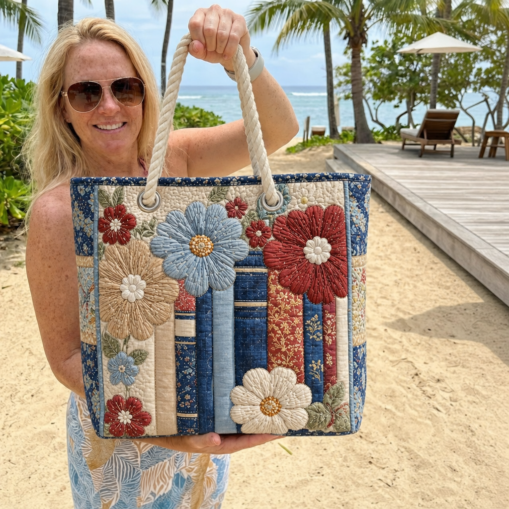 Blooming Books Quilted Beach Bag GFTOQA1532