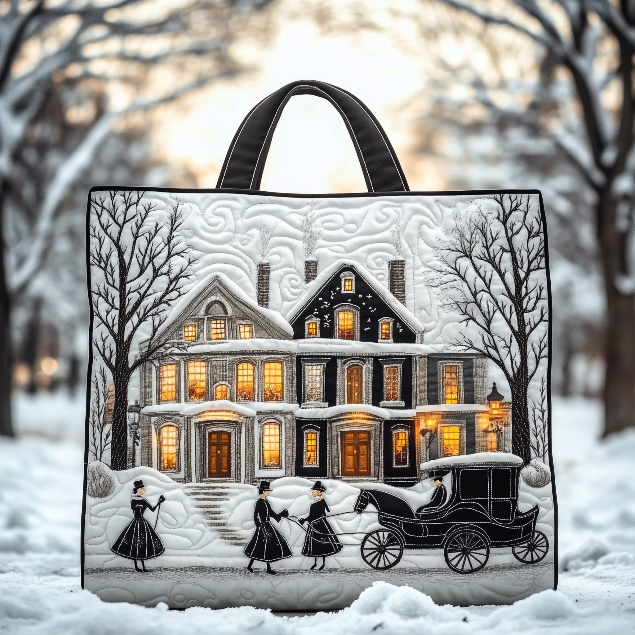 Snowy Town Quilted Tote Bag GFTONT3475