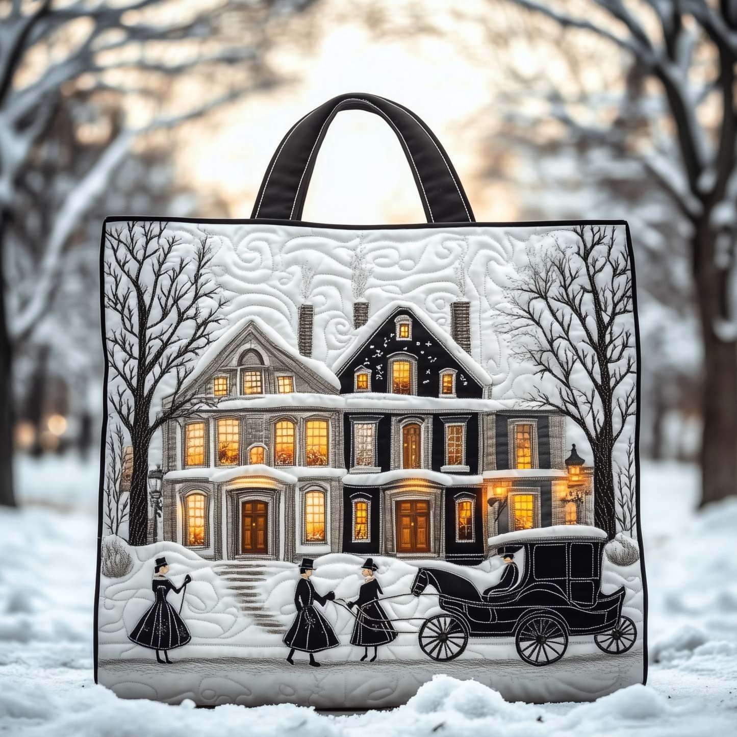 Snowy Town Quilted Tote Bag GFTONT3475
