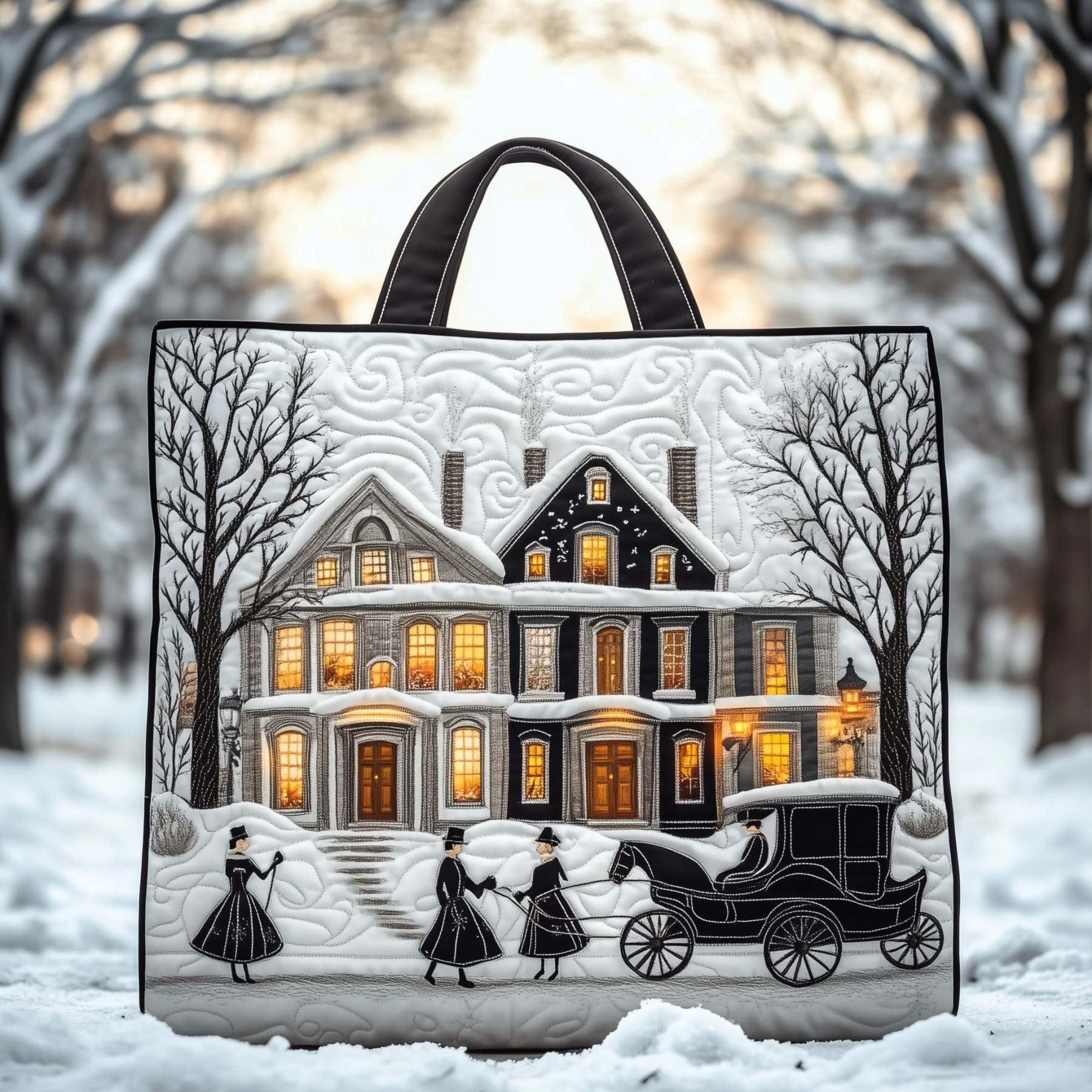 Snowy Town Quilted Tote Bag GFTONT3475