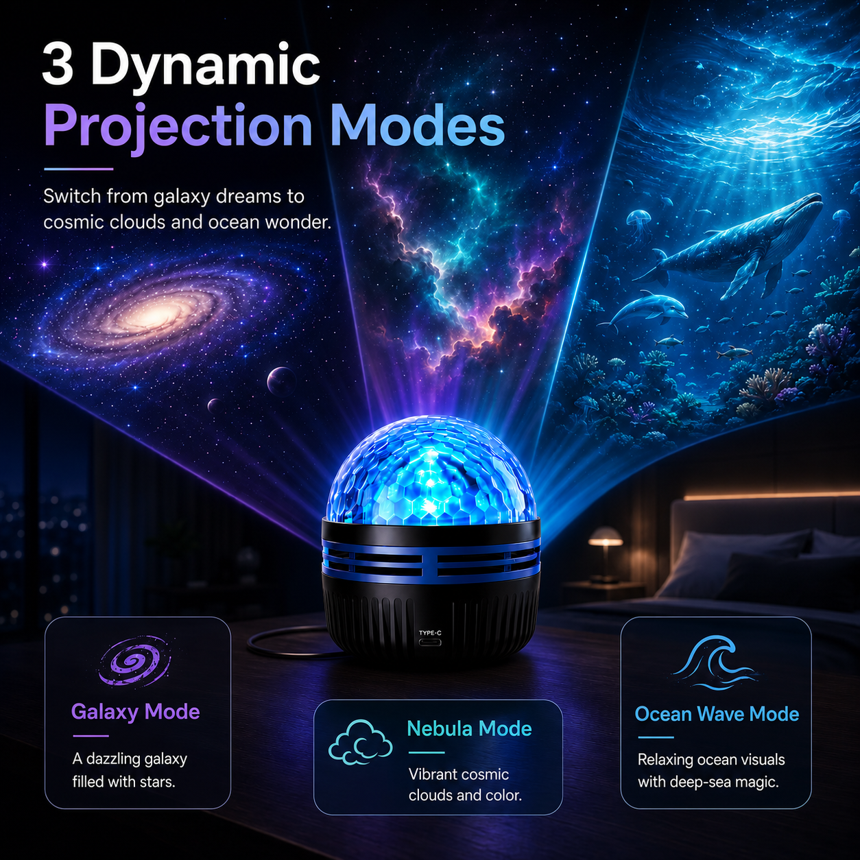 🌌5DMini Galaxy Star Projector✨