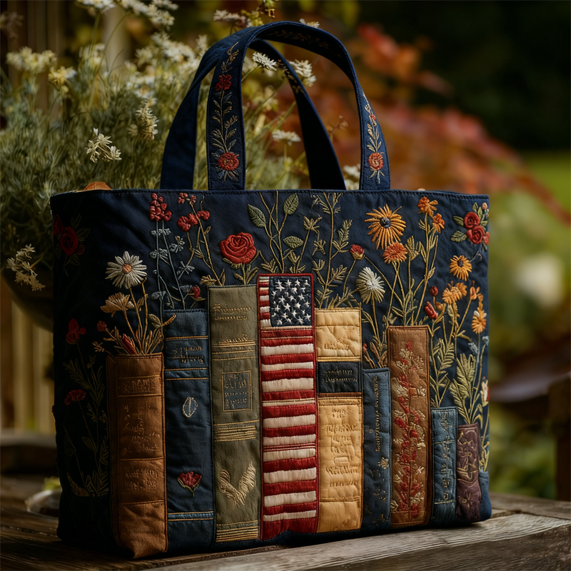 Floral Bookish Quilted Tote Bag GFTONL5490