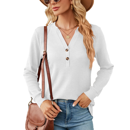 ⏰Promotion 50% OFF -New Wool Waffle Knit Long-Sleeve Knit Top