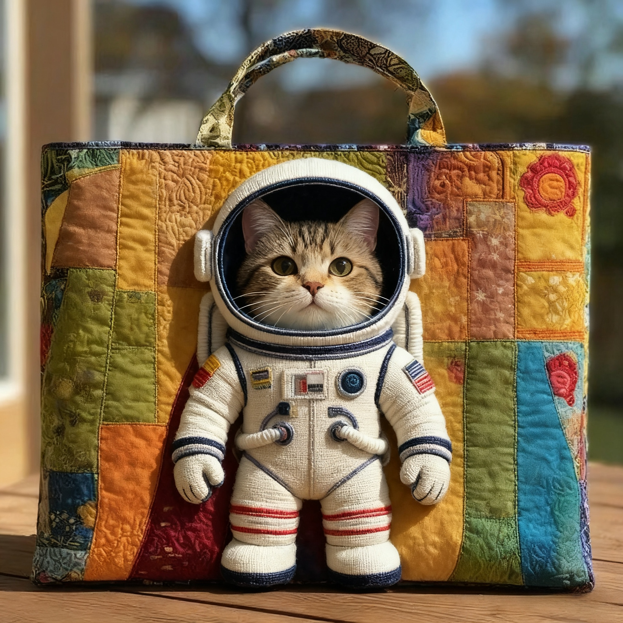 Stylish astronaut quilted tote bag