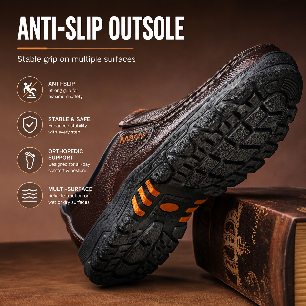 ⏰Limited Time Offer--50% OFF 🎉Men's waterproof and non-slip soft insole corrective leather shoes