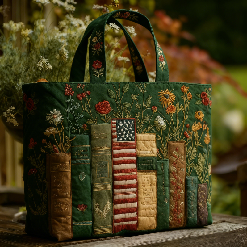 Floral Bookish Quilted Tote Bag GFTONL5490