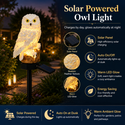 Waterproof Solar Owl Light – LED Pathway Light for Lawn, Garden & Outdoor Decor