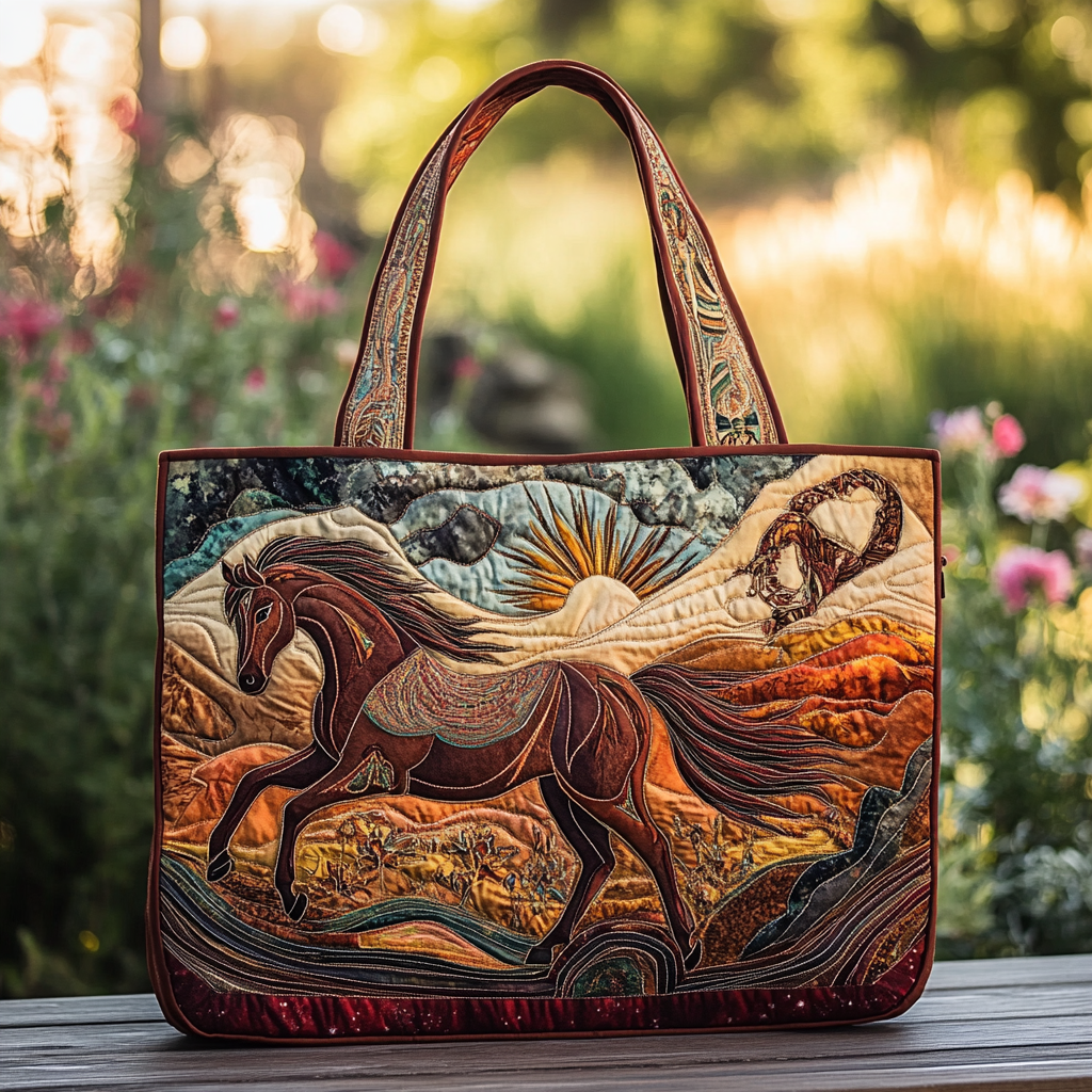 Fire Horse Quilted Tote Bag